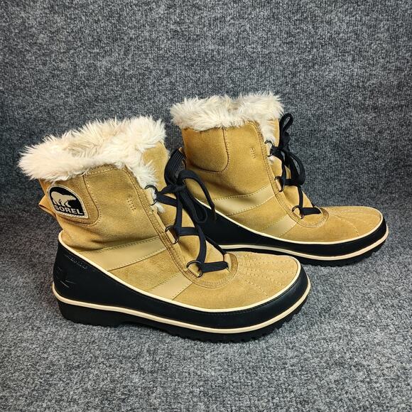 Sorel Winter Boots Womens Size 10 Tan Black Waterproof Faux Fur Snow Trivoli Ii - Picture 1 of 10